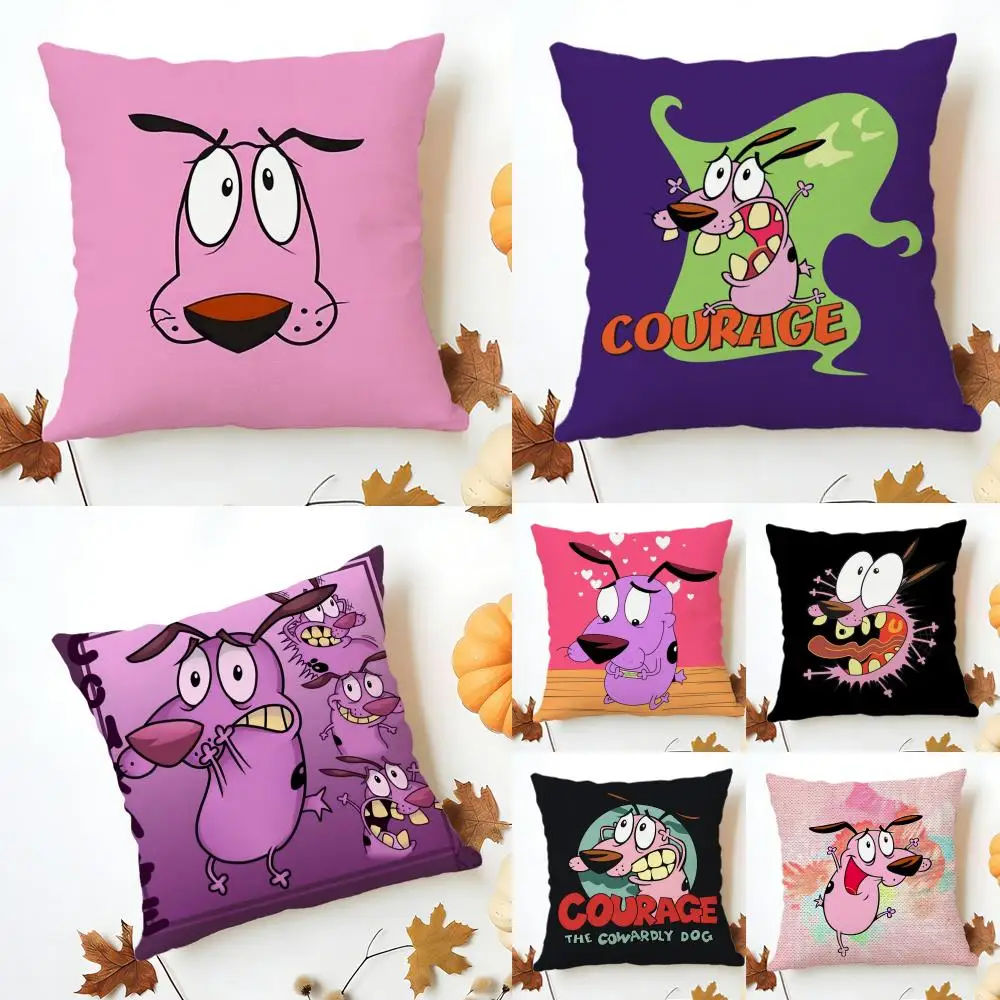 C-Courage C-owardly Dog Cushion Cover Washable Linen Pillowcase Soft  for Sofa Bed Cozy Home Room Decor