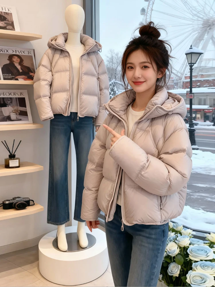 

Женская утепленная хлопковая куртка с капюшоном, теплая повседневная зимняя куртка-пуховик, новинка, модная, маленький размер