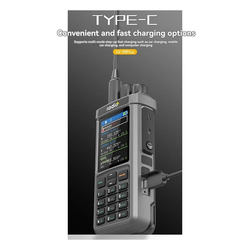 UV-98 PLUS Air Band Walkie Talkie +GPS+APRS Band Repeater 2.4In Screen USB LSB CW CB SW MW LW SSB HF Ham Radio(US)-ABFT