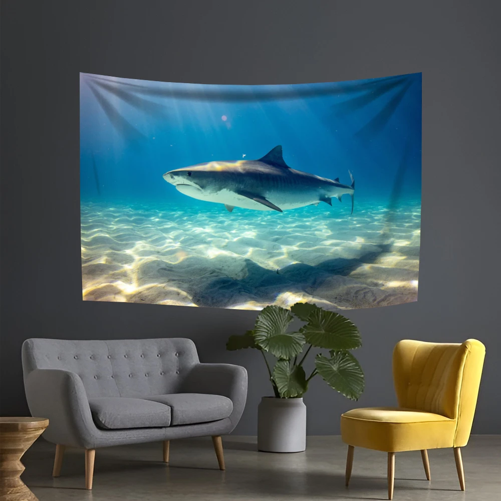 3x5 Fts Great White Shark Flag Poster Polyester Digital Printing Banner Hanging Wall Tapestry for Décor Living Room Dorm Sharks