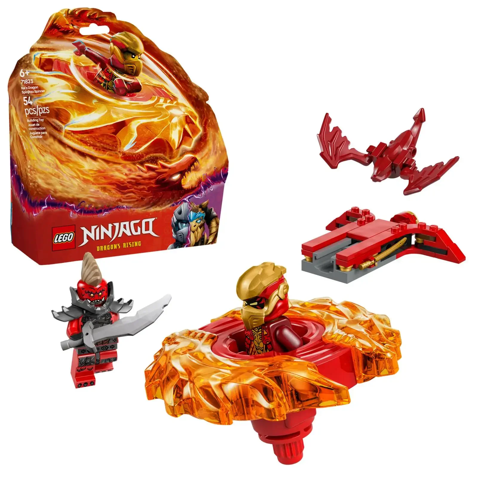 LEGO NINJAGO Kai’s Dragon Spinjitzu Spinner (71823) Action Toy Lets Boys and Girls Aged 6 and Up 54 Pieces