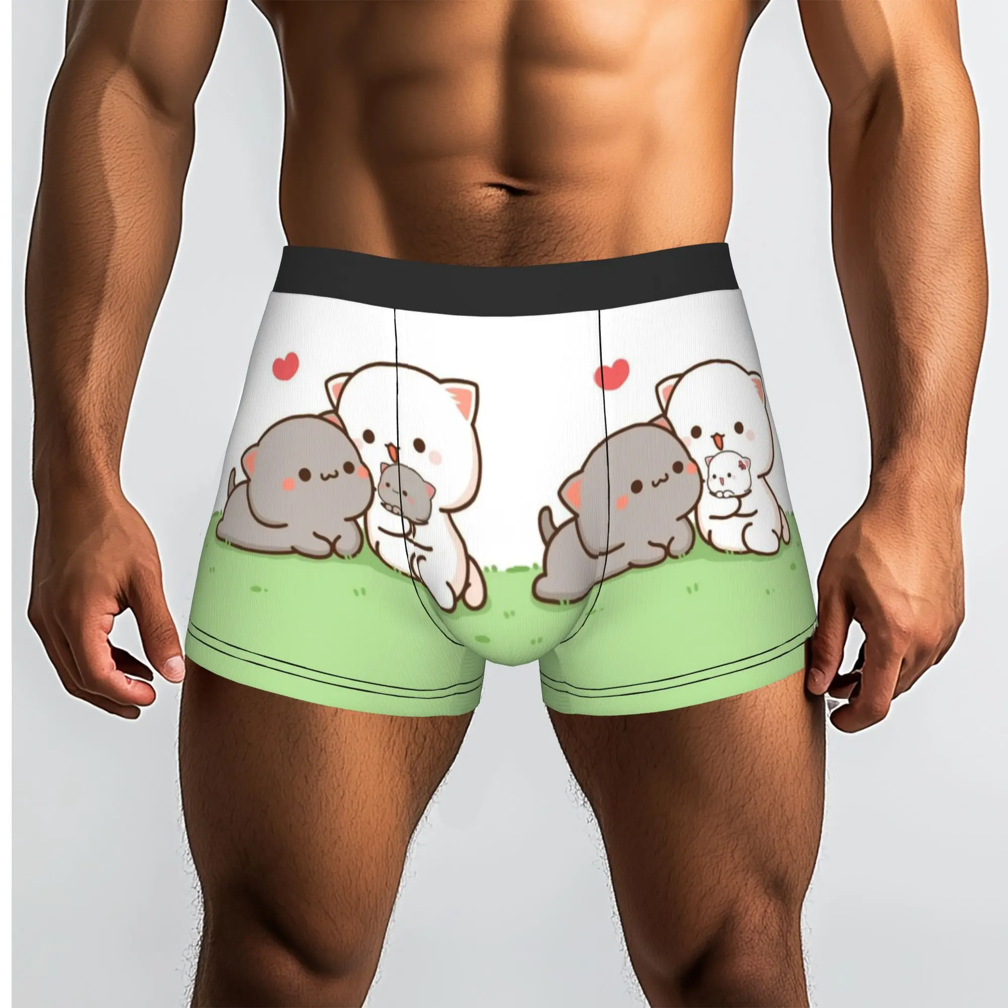 Custom Peach And Goma Romantic Mochi Cat Boxers Shorts Men  Briefs Underwear Novelty Underpants