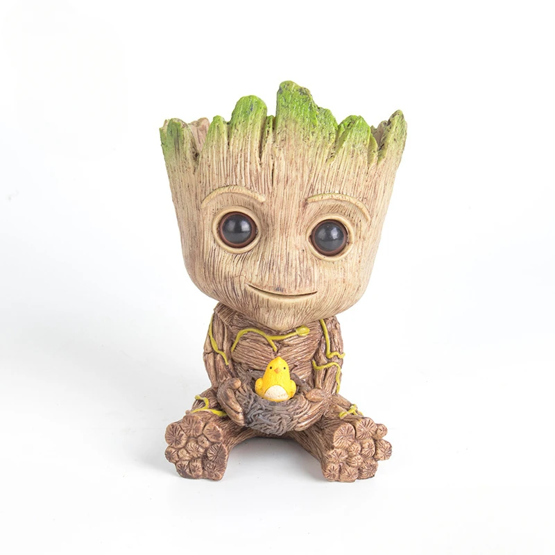 Marvel vengadores Groot Mini figura portalápices maceta Anime juguetes figura de acción sentado Groot Navidad niños juguetes regalos