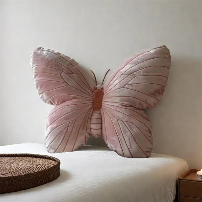 Travesseiro pelúcia forma borboleta, almofada assento pelúcia para decorações casa, adorável para