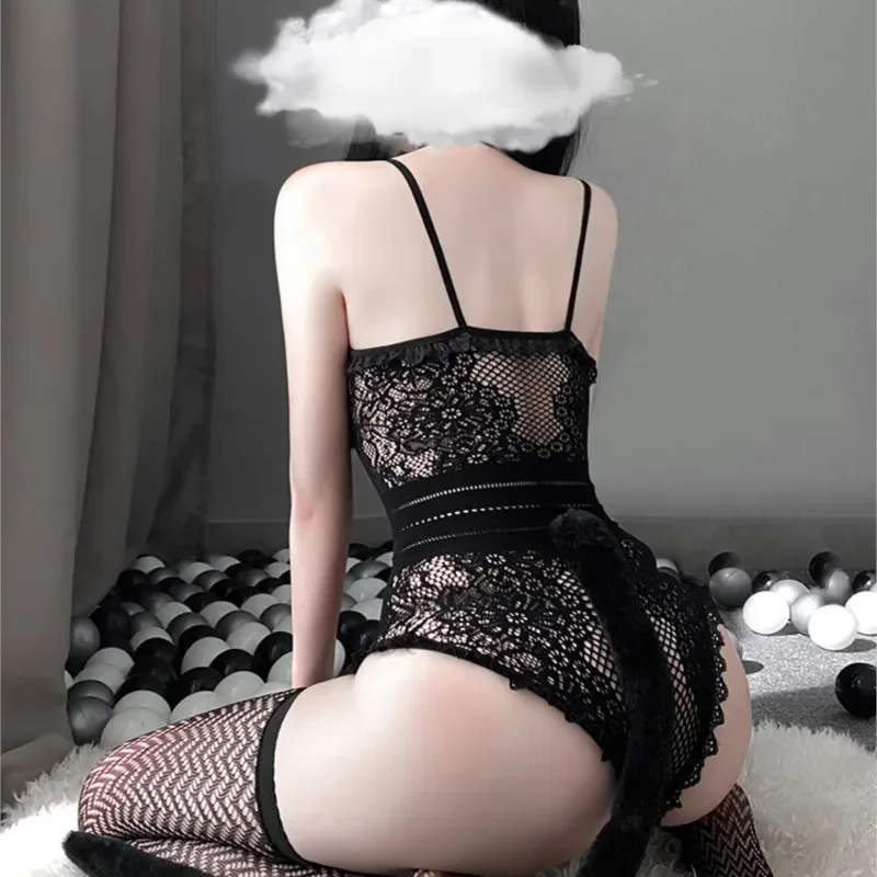 

Erotic lingerie One piece uniform one piece suit cat girl role-playing mesh suit lingerie set Women's sexy underwear Babydoll