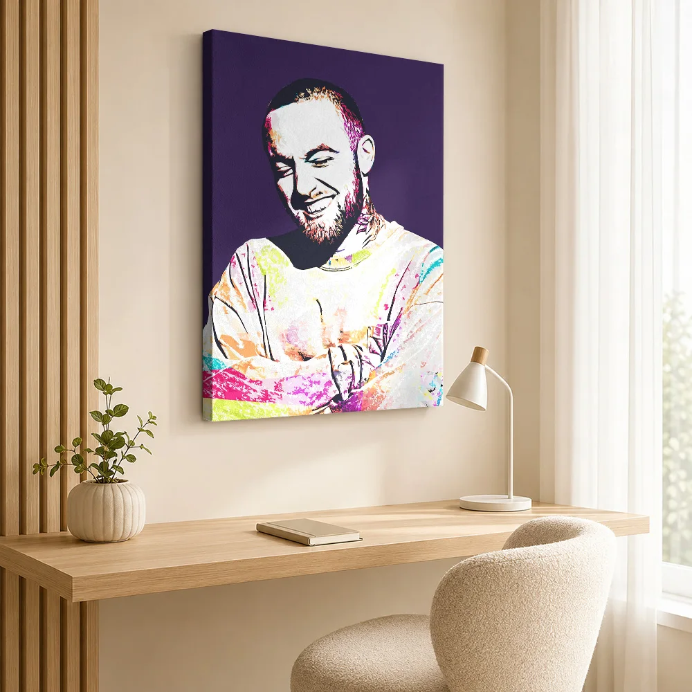 Mac Miller Framed Canvas Poster Personalized Photo Modern Aesthetic Wall Paintings Decoration for Office Hallway Ready to Hang
