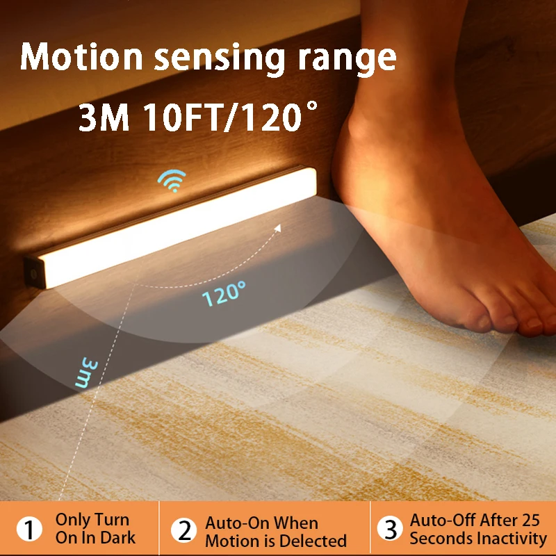 Onder kastverlichting Bewegingssensor Nachtlampje Oplaadbare draadloze LED-lamp Slaapkamer Keukenkast Trap Thuis