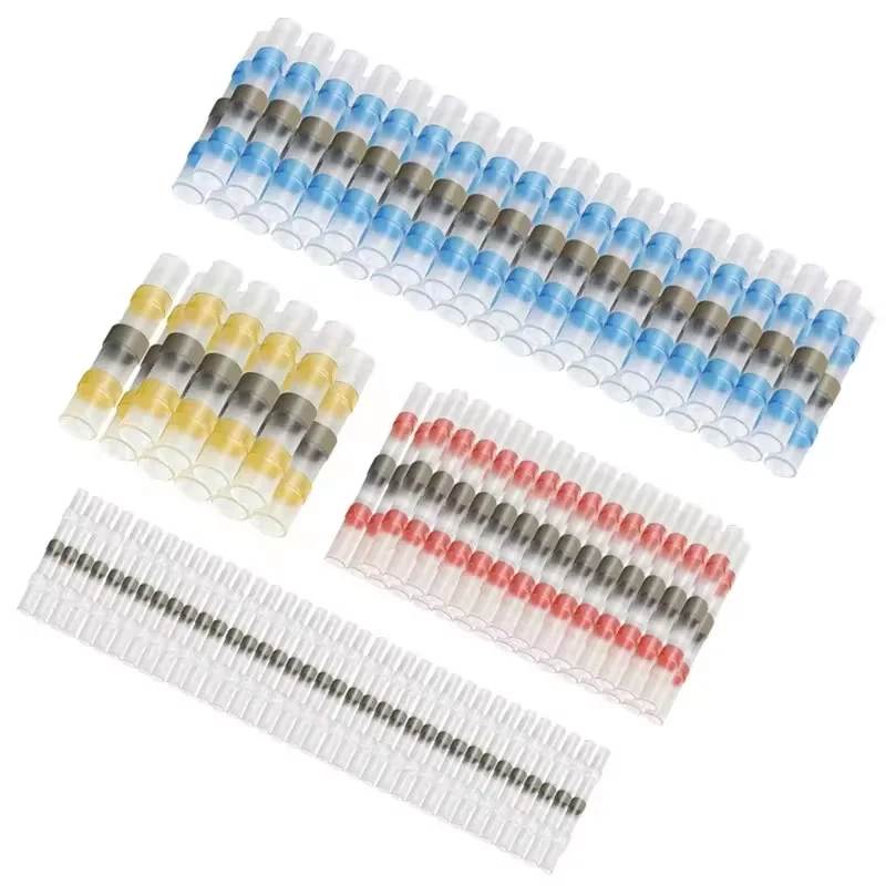 150pcs 3:1 Solder Seal Butt Connector Kit Waterproof Heat Shrink Terminals for Electrical Wiring Automotive DIY Projects