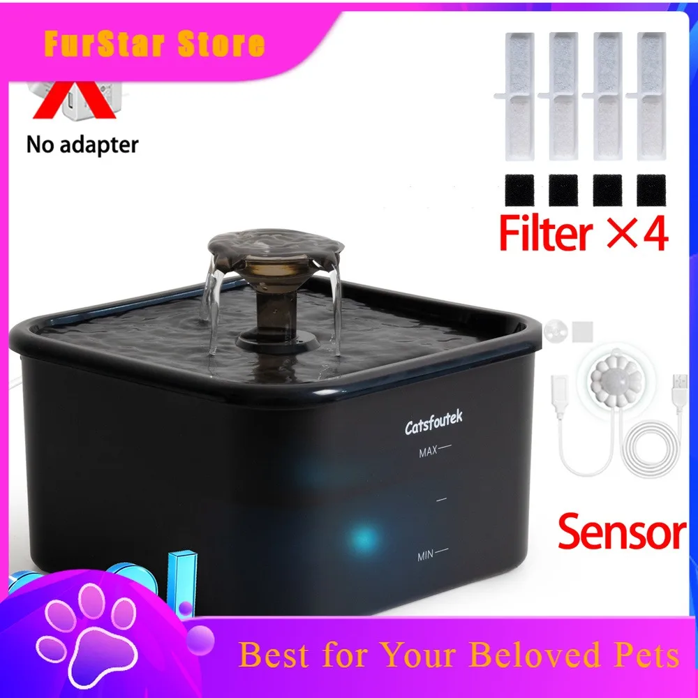 FurStar2.2L Automatic Cat Water Fountain Operated Automatic Pet Water Fountain With Motion Sensor Dog Cat Water Dispenser Bowl