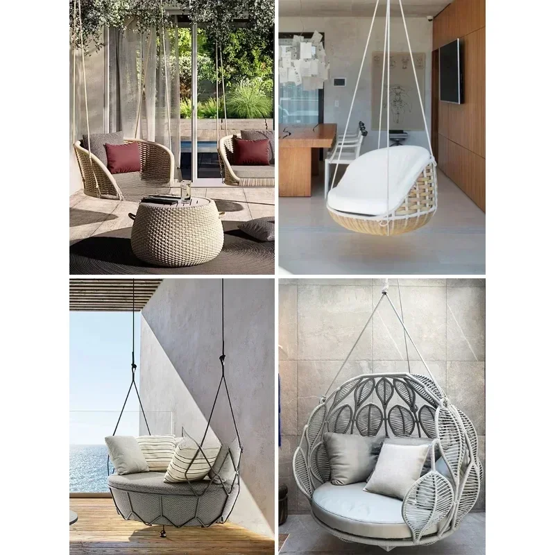 

Customized outdoor balcony net red bird's nest courtyard rattan hanging chair villa swing home hanging lazy rattan