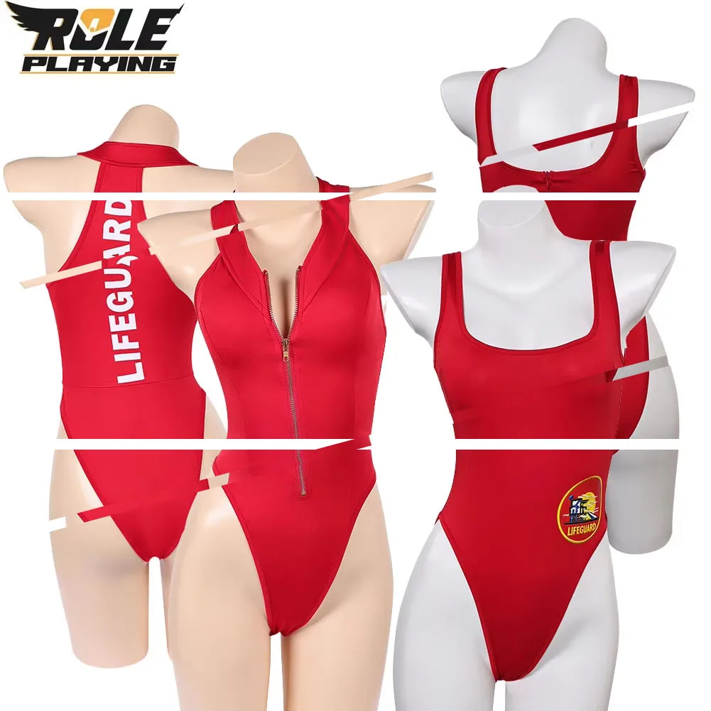C.J. Fantasia de Cosplay Vermelha Parker Victoria Leeds, Roupa de Banho do Filme Baywatch, Macacão Feminino para Halloween e Carnaval