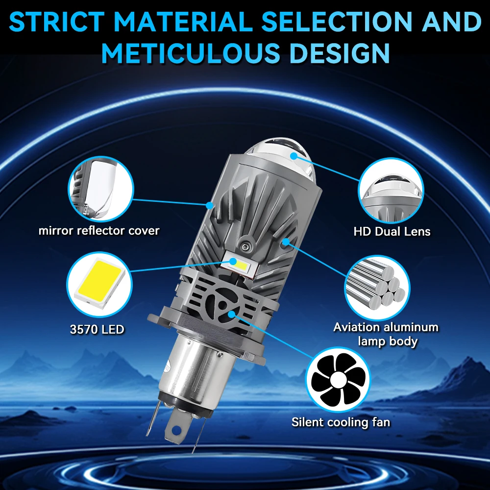 M10P LED المصباح لمبة العارض LED H4/9003/HB2 مصباح صغير التوصيل السوبر مشرق 6500K الأبيض مرحبا/منخفضة شعاع لسيارة دراجة نارية #4