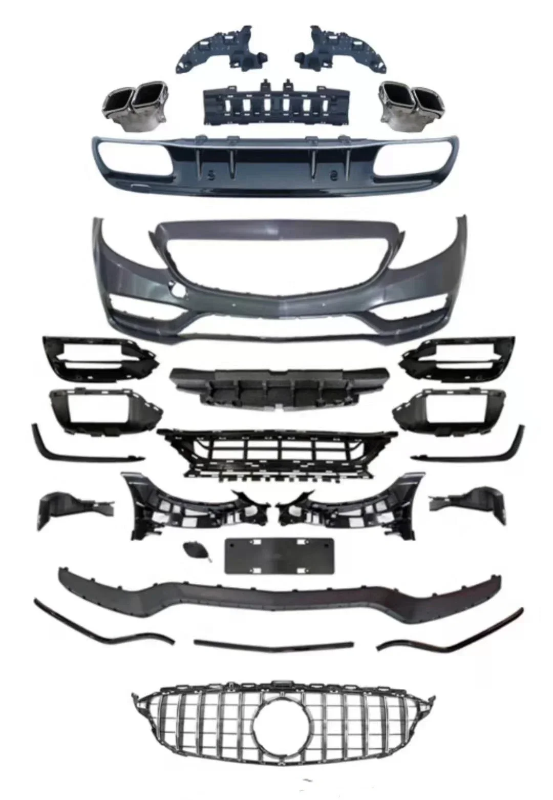 Body Kit Front Rear Bumper Grill Assembly for Mercedes-Benz C-Class W205 Upgrade C63 Kit Car Accessies