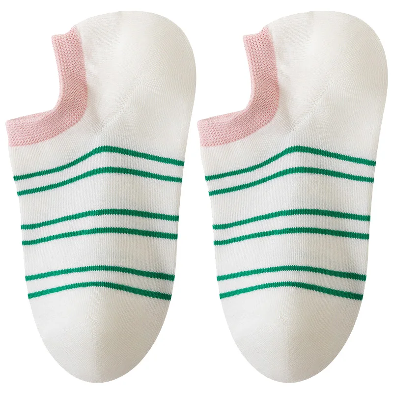 

2 Pairs Women Socks Spring Summer Stripe Cotton Women Boat Socks Casual Sport Shoes Versatile Shallow Mouth Sock Invisible Socks