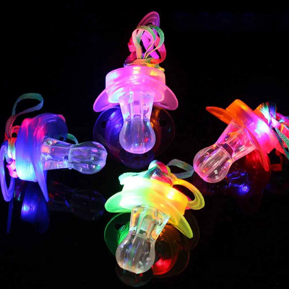 5 Pcs Flash Pacifier Whistle LED Light Pacifiers Necklaces up Glow Sticks for Children