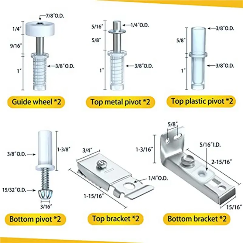 B03C-Bifold Door Hardware Kit, 10 Pack Repair Replacement Parts For Bi-Fold Door Sliding Door Closet Door