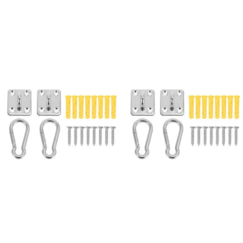 A69E4 Sets Of Suspended Ceiling Wall Mount U-Shaped Hooks Multi-Function Hammock Hammock Hook Metal Base Plate With Hook