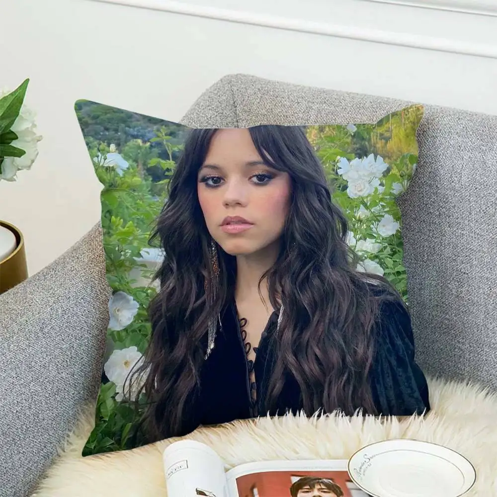 

J-Jenna Ortega Pillow Case Double-Sided Printing Cushion Cover 45x45 Decorative Cushions Sofa Home Decor Soft Pillowcase