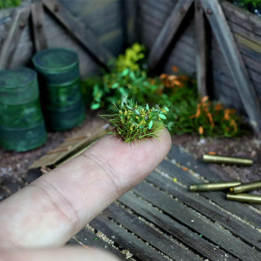 Miniaturowy model klastra kwiatowego trawy Krzew Roślina do produkcji kolei Budynek kolejowy Ogród Krajobraz Materiały Diorama Zestawy