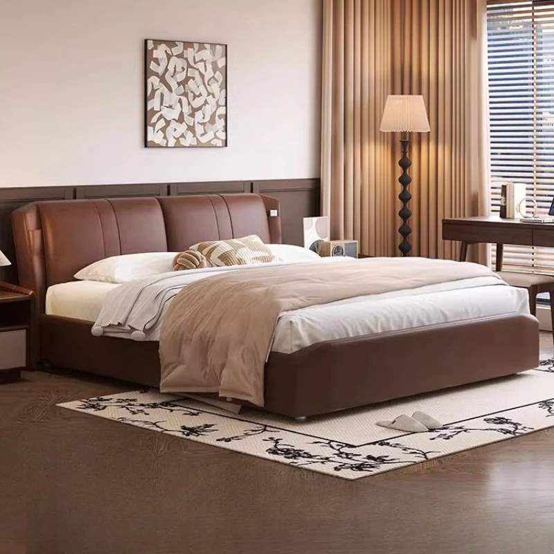 180x200cm Double Bed Headboard Soft King Size Luxury Frames Twin Bed Modern Sleeping Wooden Master Bedroom Bedroom Furniture