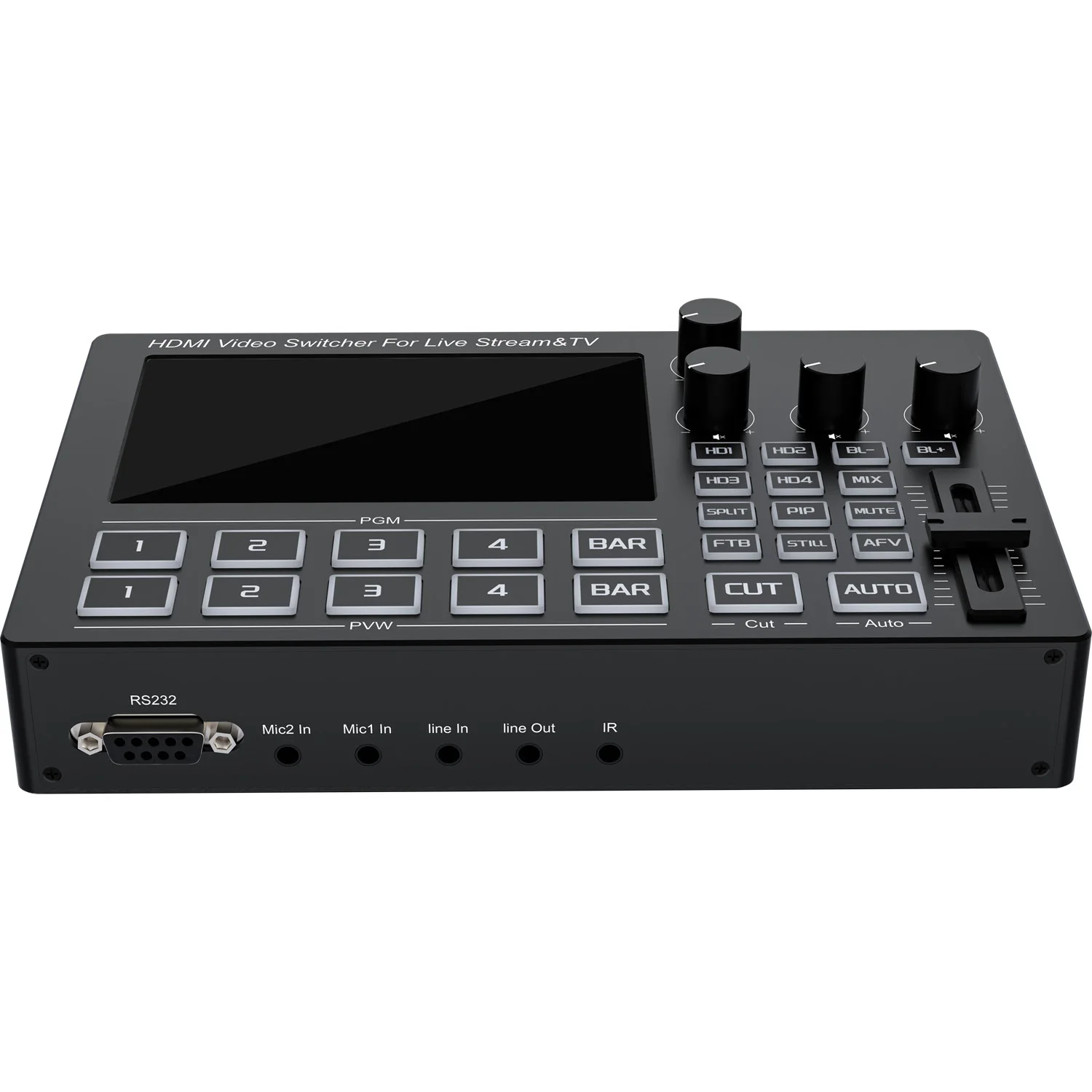 1080p60 4 Channel HDMI Video Mixer Switcher for Multi Camera Camcorders Live Streaming Voice Audio Mixing Record Live Broadcast