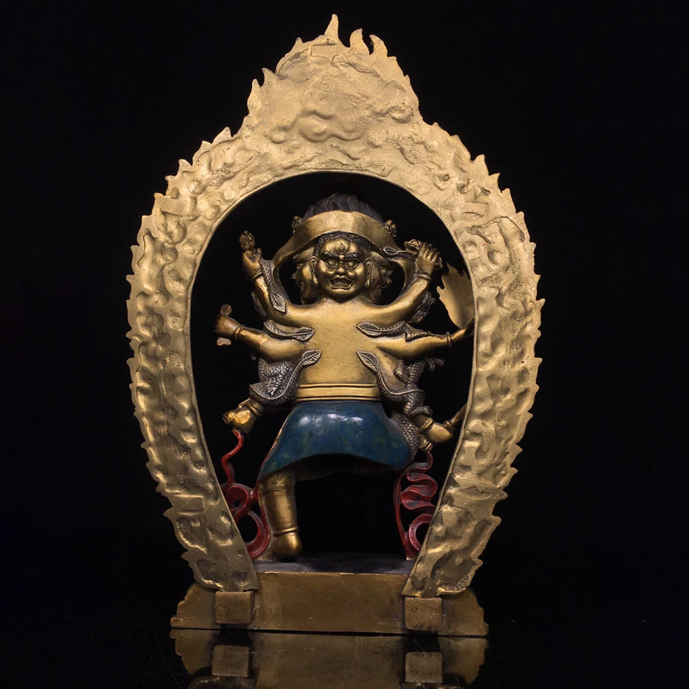 Ucchusma Vajra Buddha Statue Exquisite Vintage Bronze Painted Unique Design Heavy Patina Fine Craftsmanship Meditation Decor