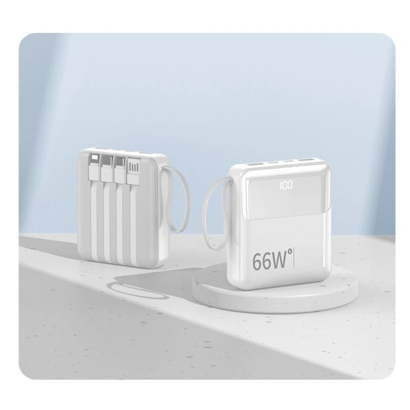 20000mAh New Power Bank with Four Built-in Cables Large Capacity Ultra-thin Compact and Portable Mobile Power Supply