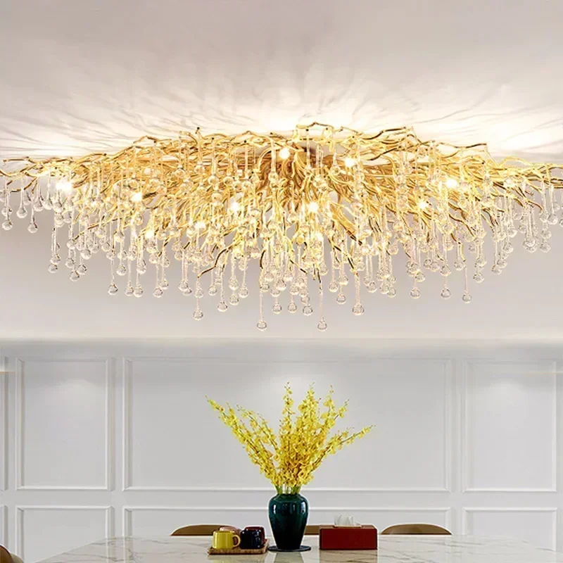 Ceiling light chandelier modern hotel bedroom dining room living room home interior glossy Led gold luxury chandelier