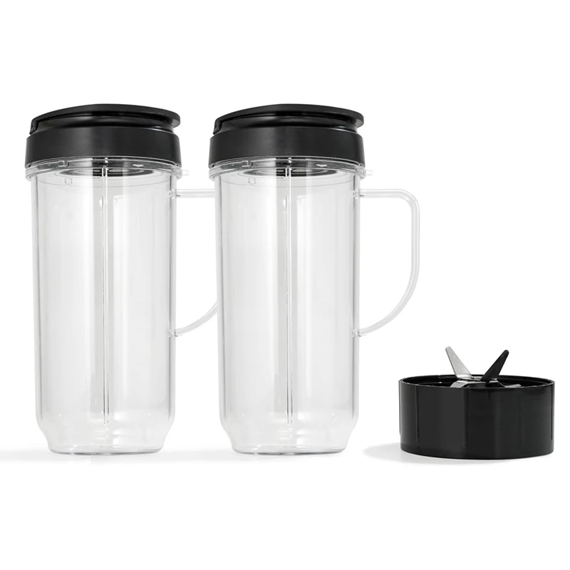 

Blender Cups 22Oz & Blade Replacement Set for Magic Bullet 250W MB1001 Blenders (2 Containers /Extractor Blade W/Gasket)