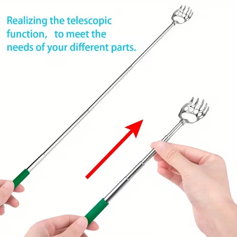 3 Pack Back Scratcher Metal Portable Telescoping with Rubber Handles, Extendable Back Massager Tool，Random Color