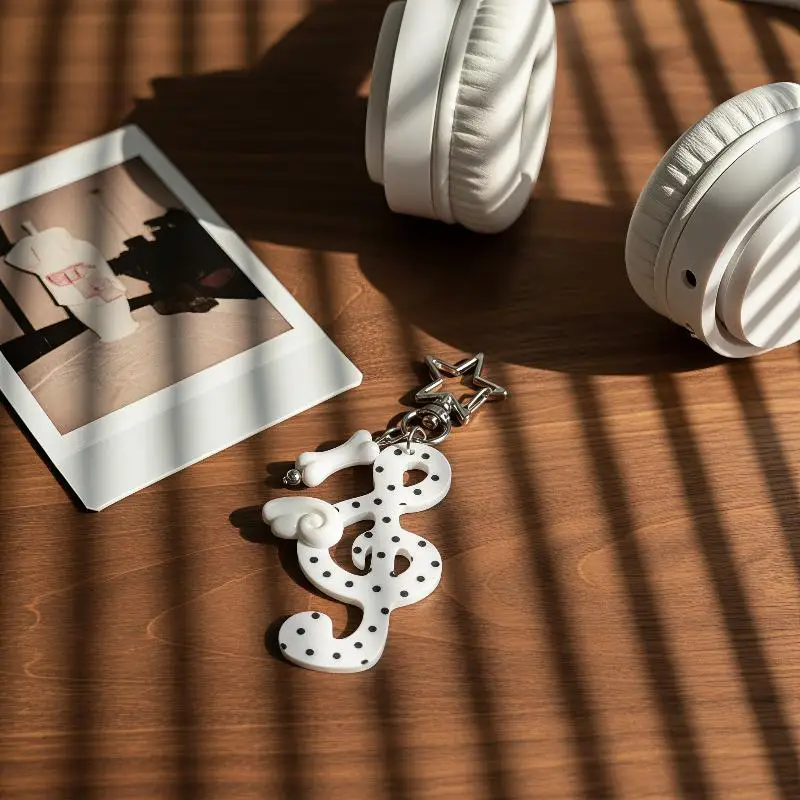 Niedliche Acryl-Musiknoten-Schlüsselanhänger mit hübscher Flügelverzierung in verschiedenen Farben, Taschenanhänger, Geschenke für Musikliebhaber. – Detail 4