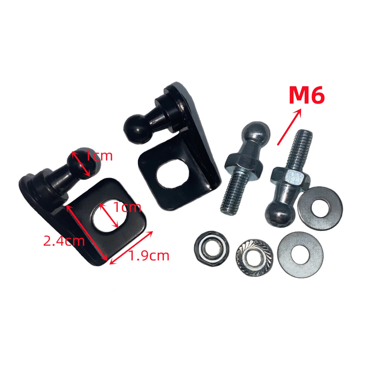 2Pcs Universal 10mm Car Ball Stud Mounting Brackets Connector for Gas Spring Struts Lift Support Shock