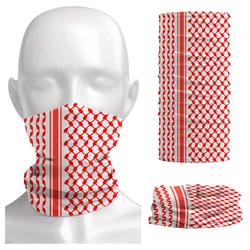 Red Palestinian Hatta Kufiya Bandana Neck Gaiter Palestine Keffiyeh Pattern Mask Scarf Warm Headband Seamless Cycling Face Cover