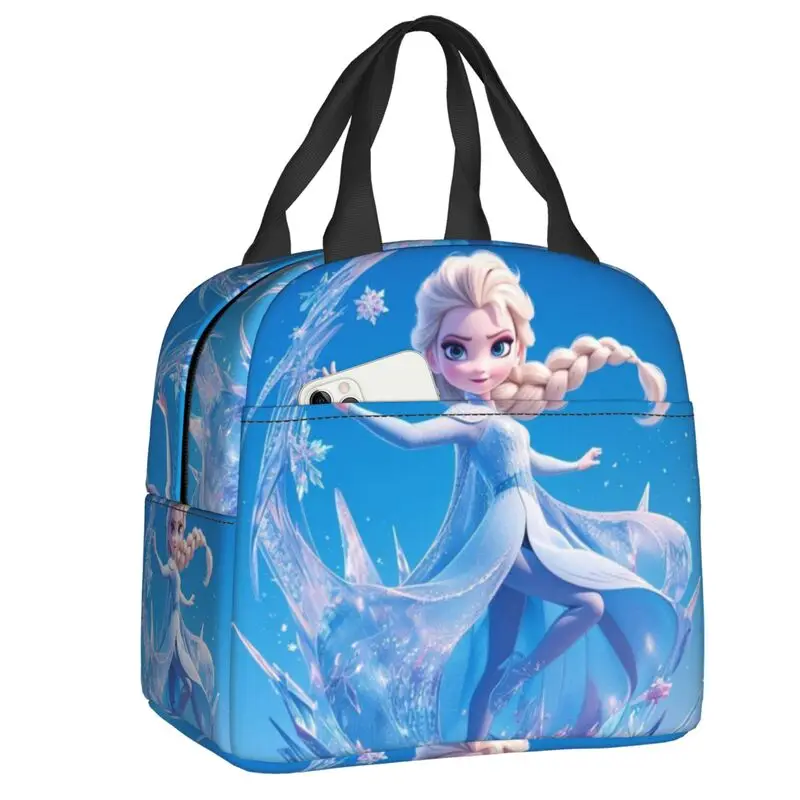 

Custom Frozen Elsa Resuable Lunch Box for Women Cartoon Movie Kawaii Princess Cooler Thermal Food Insulated Lunch Bag School