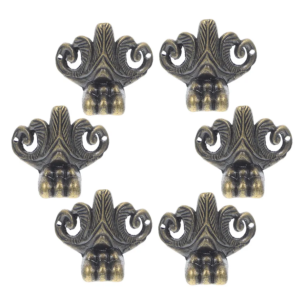 6Pcs Retro Metal Feet for Wood Boxes Jewelry Cases Storage Chests Cabinet Legs Zinc Alloy Decorative Corner Protectors Vintage