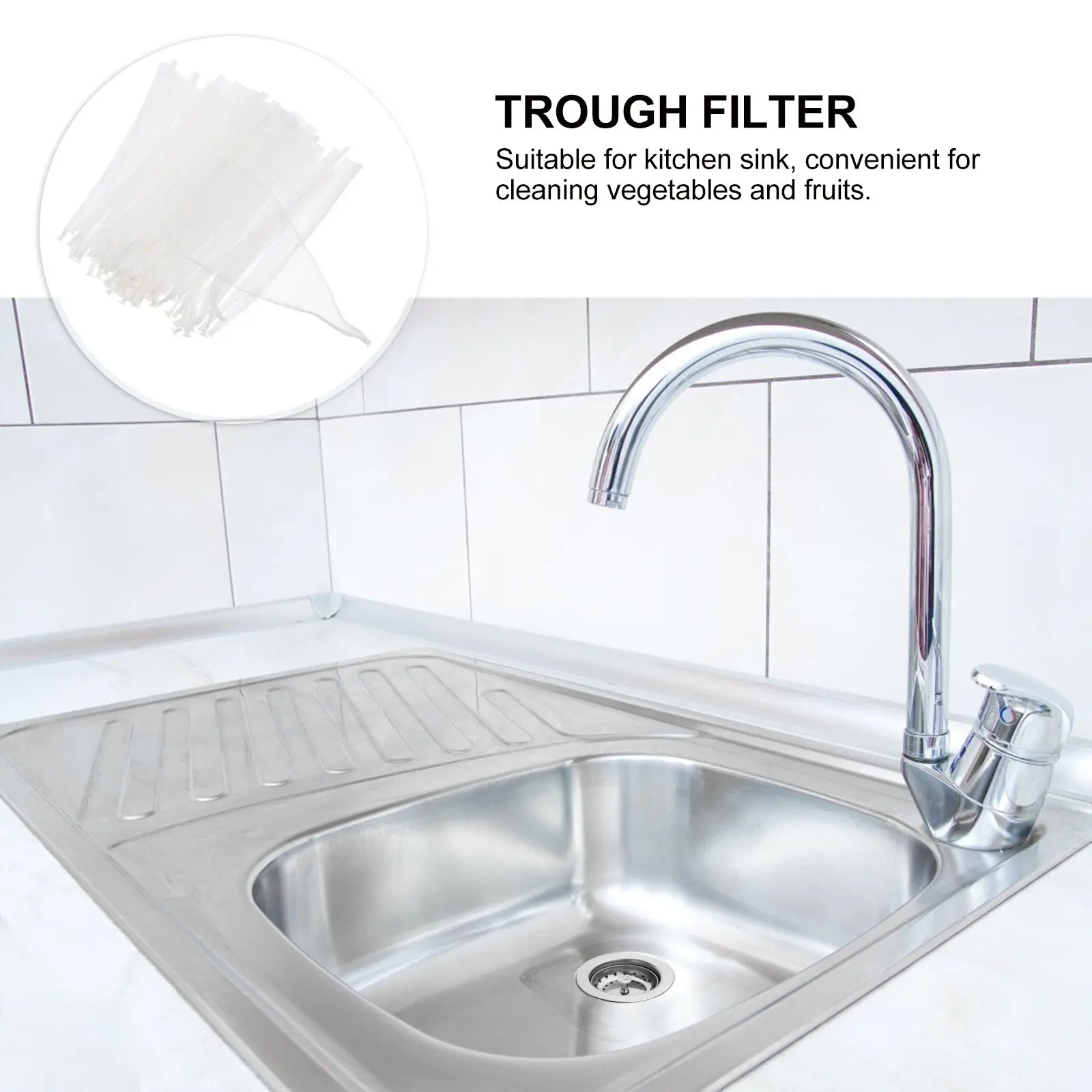 

100 шт. одноразовых сетчатых мешков-фильтров для раковины, кухонный дренажный фильтр для мытья овощей и фруктов, защита от протечек и засоров