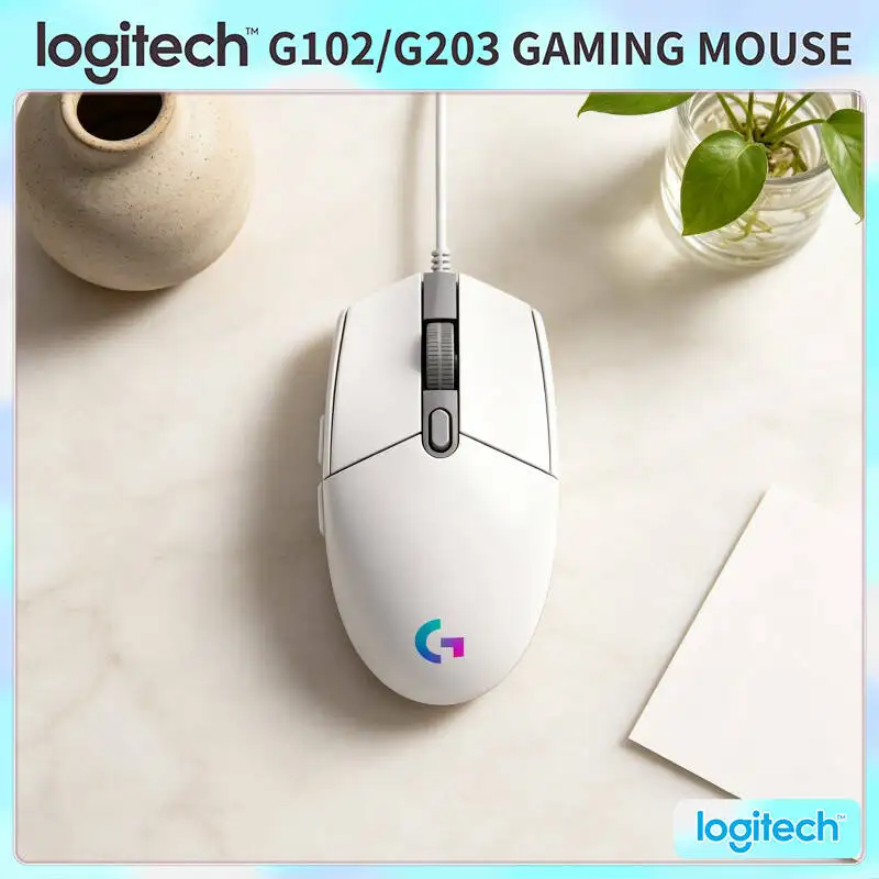 Logitech G102 Wired Mouse, HERO Sensor 8000 DPI, LIGHTSYNC RGB Sync, 20M Clicks, Ergonomic Grip for Gaming & Daily Work