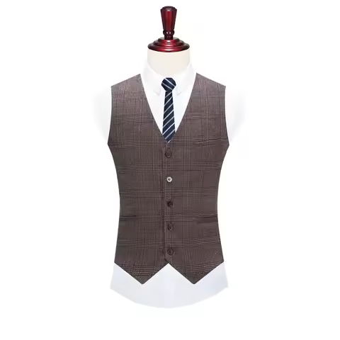 Vest Boutique High-quality Suit Men's Casual Business Office Retro Grid Suit Bride's Wedding Dress Party Suit