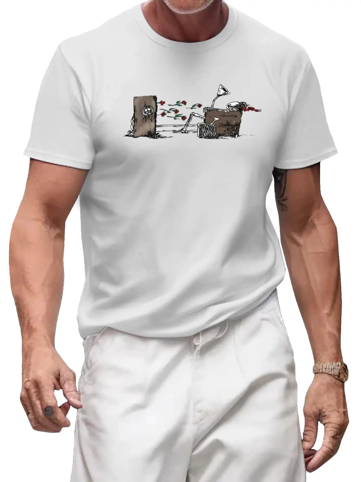 تي شيرت American Retro Music Ad Graphic 100% قطن - نمط صوتي عتيق