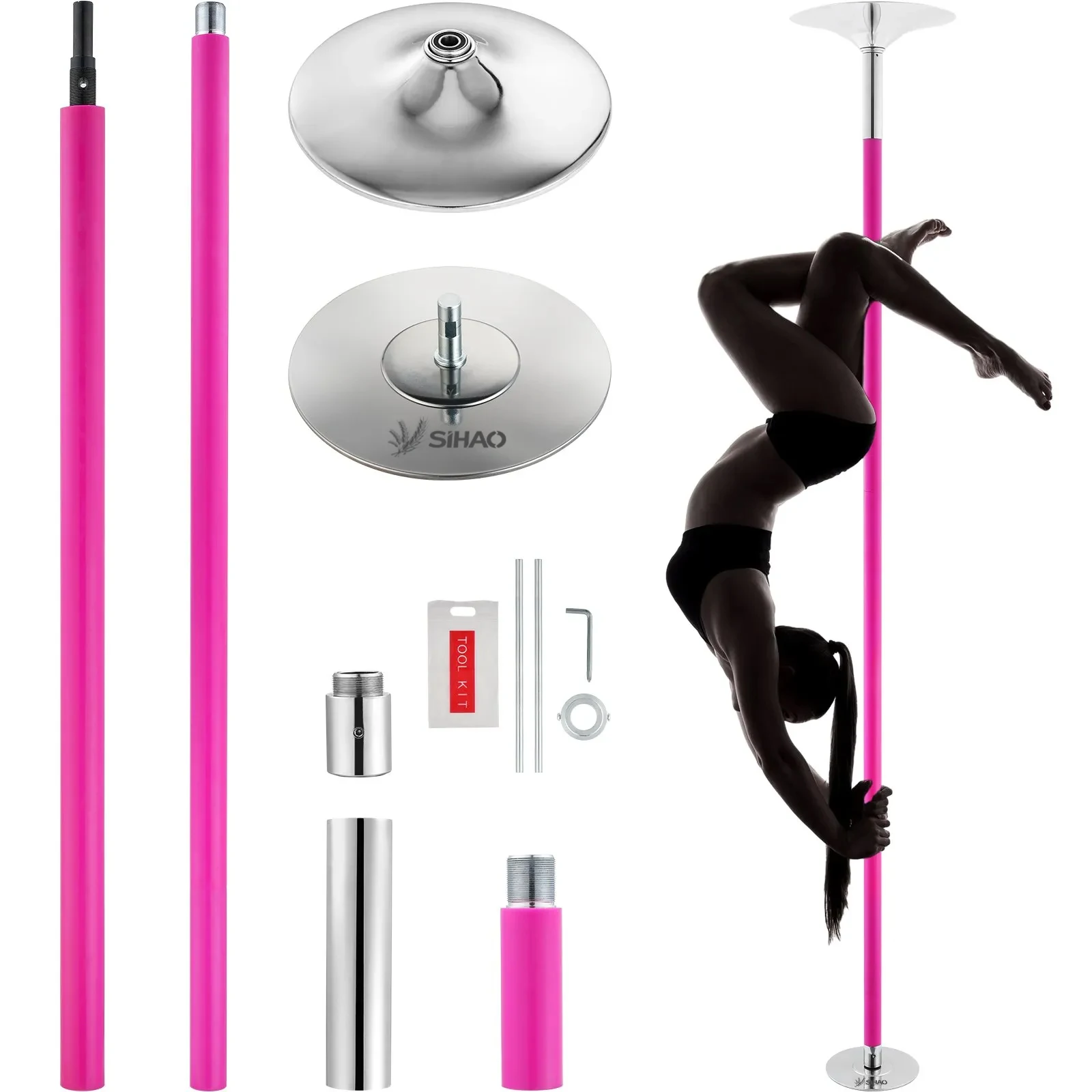 

Силиконовый танцевальный шест SIHAO: комплект для фитнеса, вращающийся силиконовый стальной танцевальный шест, оборудование для спортзала, для бара и дома