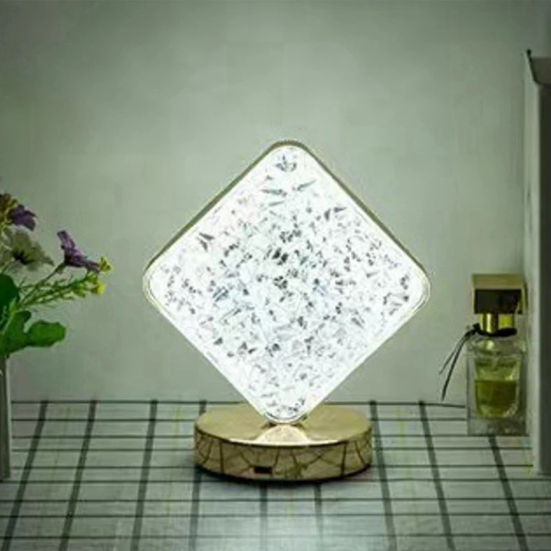 LED Crystal Light, Diamond Three Color Desk Light, Touch Dimming, Bedside Light, Romantic Diamond USB Easy Install