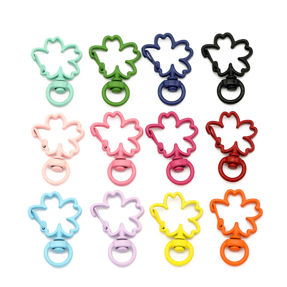 10pcs Sakura Shape Trigger Clips Buckles Spring Buckle Snap Hook Lobster Clasp Hooks Split Key Ring For Diy Keychain Accessories