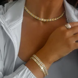 Moon Shaped Link Chain Bracelet for Women Paved Bling Cubic Zirconia Cz Two Tone Color Fashion Wedding Anniversary Gifts Jewelry