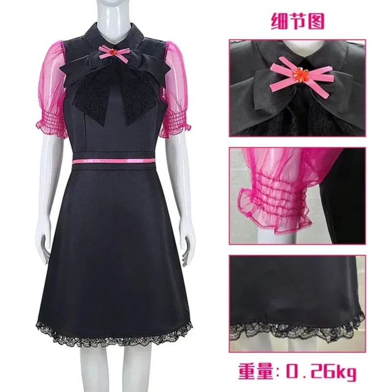 Disfraz de elfo de escuela secundaria Draculaura, disfraz de monstruo fabuloso de Anime, vestido de Cosplay de alta Dráculaura, ropa de Carnaval de Halloween