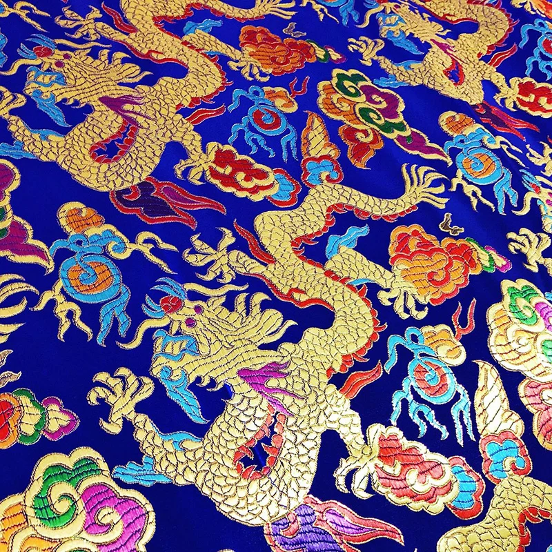 100*75cm Chinese Style Dragon Pattern Brocade Fabric For Sewing DIY Costume Hanfu Cheongsam Dress Kimono Cloth Silk Satin Fabric