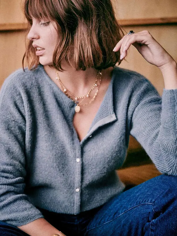 New Fashion Basic Women Solid Color Round Neck Long Sleeve Sweater Coats Casual Versatile With Button Soft Warm Cardigan Jackets