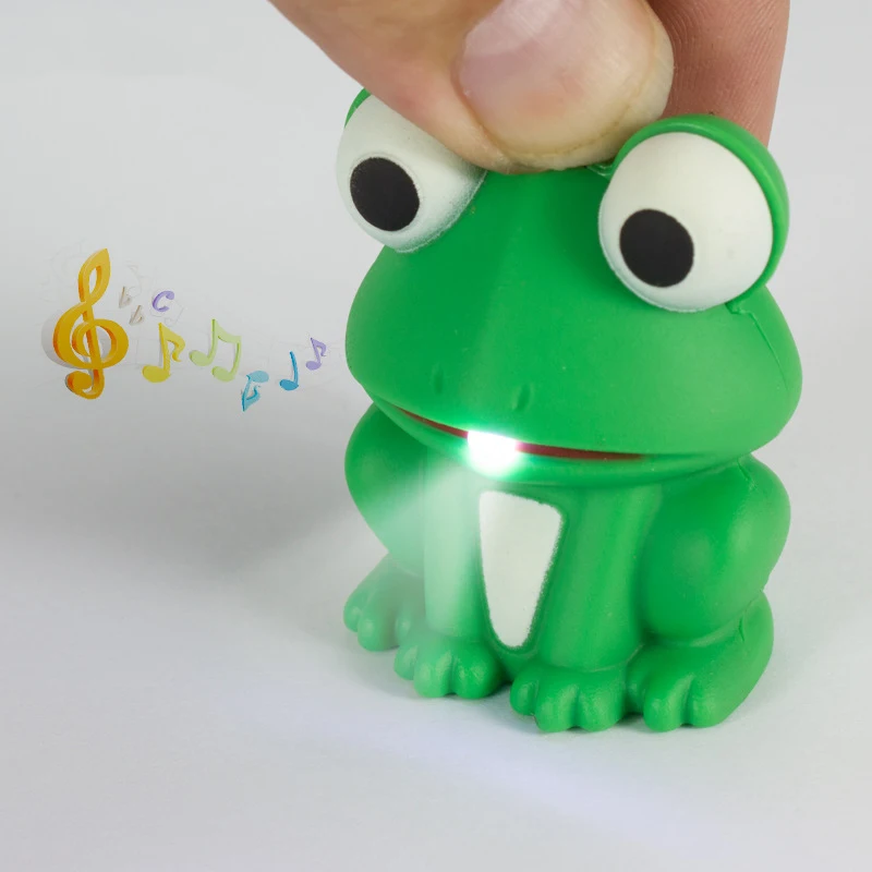 

Novelty Funny Cartoon Cute Big-eyed Frog Night Light Keychain Pendant Creative Fun Light-emitting With Music Frog Necklace