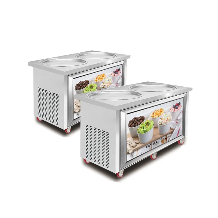 

New Style Stainless Steel Flat Pan Roll Fry Ice Cream Commercial Thailand Fry Ice Cream Machine