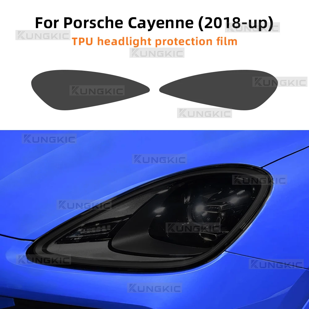 

Защитная пленка для фар Porsche Cayenne 2018-UP, прозрачная, тонированная, антицарапинная, предварительно вырезанная, из ТПУ