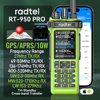 Radtel RT-950 PRO Green Walkie Talkie AM/FM/SSB Receiver with GPS APRS 10W Bluetooth Phone Programming Ham Radio RT-950PRO